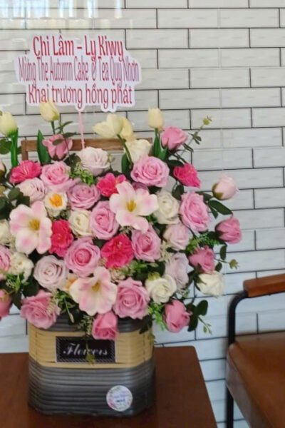 Giỏ hoa sáp khai trương
