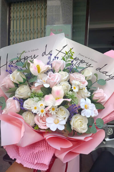 BÓ HOA SÁP CAO CẤP TÔNG HỒNG
