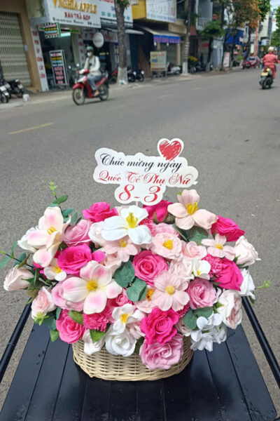 GIỎ HOA TÔNG HỒNG